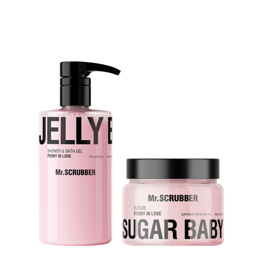 Гель для душу Jelly Bubbles Peony in Love + Цукровий скраб для тіла Sugar Baby Peony in Love Mr.SCRUBBER