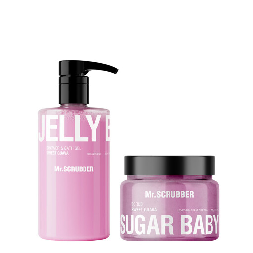 Гель для душу Jelly Bubbles Sweet Guava + Цукровий скраб для тіла Sugar Baby Sweet Guava Mr.SCRUBBER
