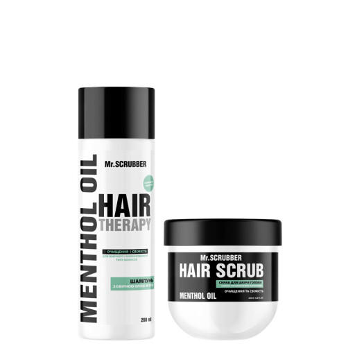 Скраб для шкіри голови і волосся + Шампунь для волосся Hair Therapy Menthol Oil Mr.SCRUBBER