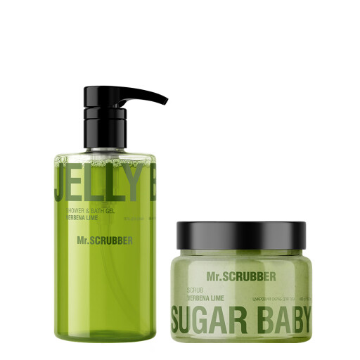 Гель для душу Jelly Bubbles Verbena Lime + Цукровий скраб для тіла Sugar Baby Verbena Lime Mr.SCRUBBER