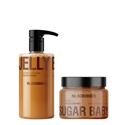 Гель для душу Jelly Bubbles Salted Caramel + Цукровий скраб для тіла Sugar Baby Salted Caramel Mr.SCRUBBER