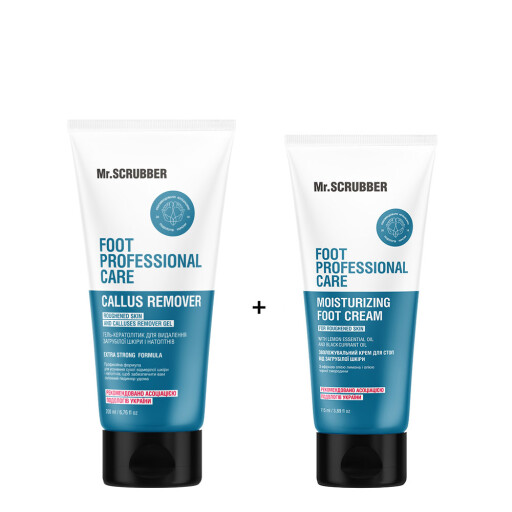 Гель-кератолітик для видалення загрубілої шкіри i натоптнів + Зволожувальний крем для стоп від загрубілої шкіри Foot Professional Care Mr.SCRUBBER