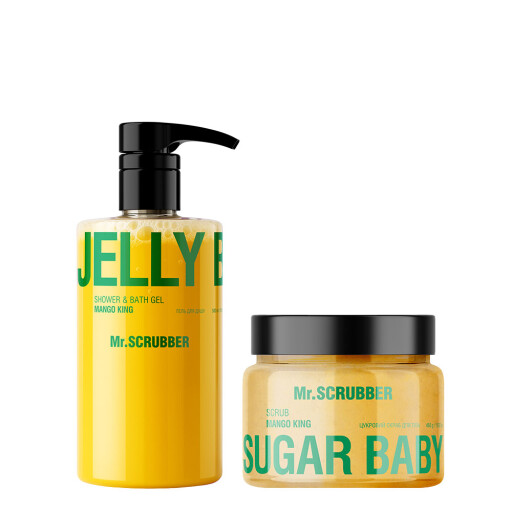 Гель для душу Jelly Bubbles Mango King + Цукровий скраб для тіла Sugar Baby Mango King Mr.SCRUBBER