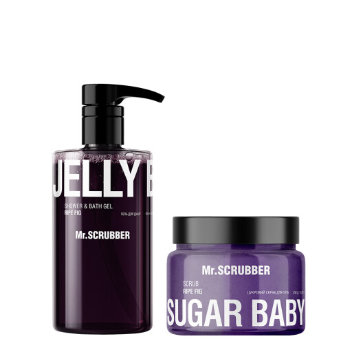 Гель для душу Jelly Bubbles Ripe fig + Цукровий скраб для тіла Sugar Baby Ripe fig Mr.SCRUBBER