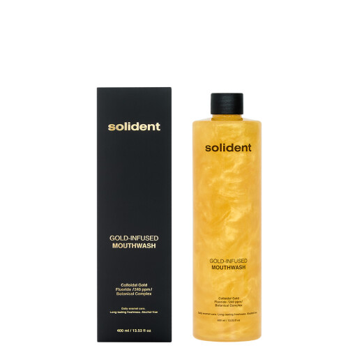 Ополіскувач для ротової порожнини Solident Gold-Infused Mouthwash із колоїдним золотом