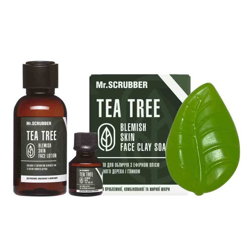 Лосьйон для обличчя + Олія чайного дерева для проблемних ділянок шкіри + Мило Tea Tree Mr.SCRUBBER