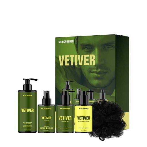 Парфумований набір косметики для чоловіків. Vetiver Perfumed Men’s Essentials Set Mr.SCRUBBER