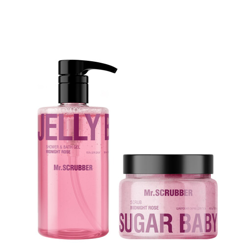 Гель для душу Jelly Bubbles Midnight Rose + Цукровий скраб для тіла Sugar Baby Midnight Rose Mr.SCRUBBER