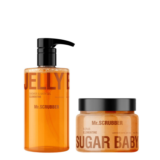 Гель для душу Jelly Bubbles Clementine + Цукровий скраб для тіла Sugar Baby Clementine Mr.SCRUBBER