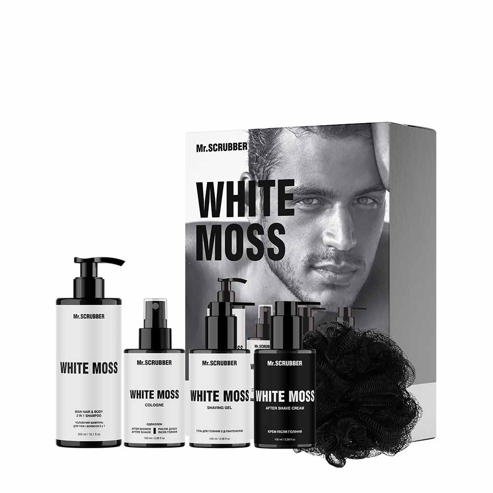 Парфумований набір косметики для чоловіків. White Moss Perfumed Men’s Essentials Set Mr.SCRUBBER