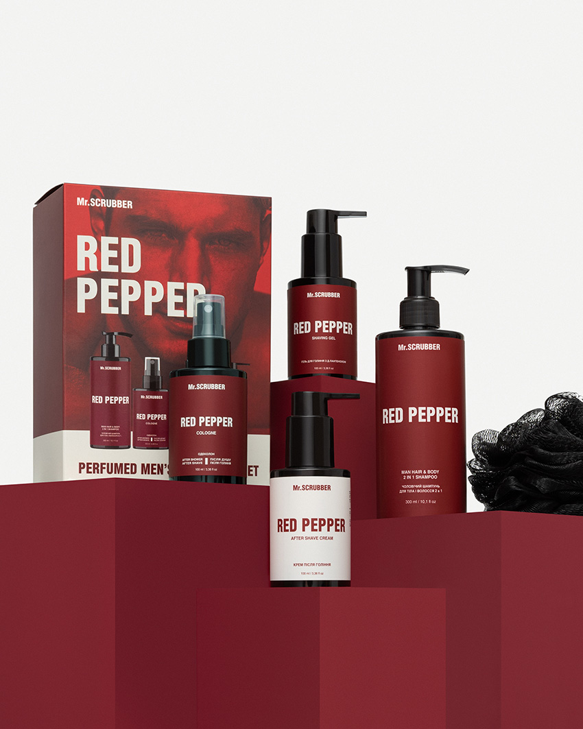 Парфумований набір косметики для чоловіків. Red Pepper Perfumed Men’s Essentials Set Mr.SCRUBBER