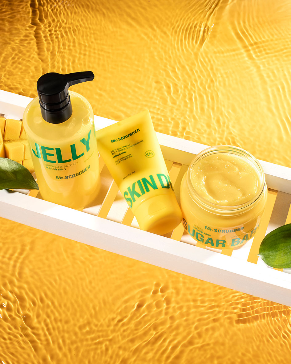Гель для душу Jelly Bubbles Mango King + Цукровий скраб для тіла Sugar Baby Mango King Mr.SCRUBBER