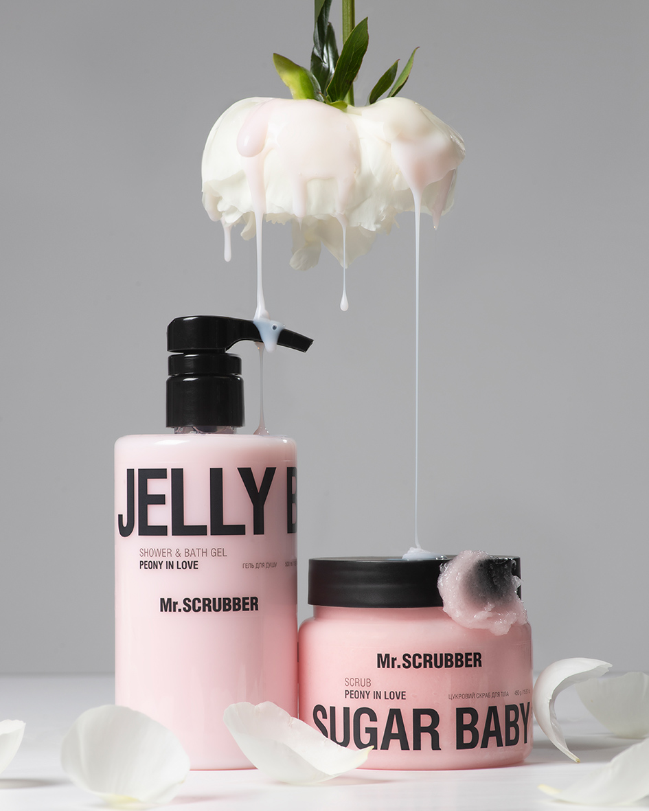 Гель для душу Jelly Bubbles Peony in Love + Цукровий скраб для тіла Sugar Baby Peony in Love Mr.SCRUBBER