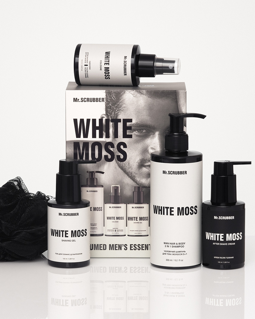 Парфумований набір косметики для чоловіків. White Moss Perfumed Men’s Essentials Set Mr.SCRUBBER