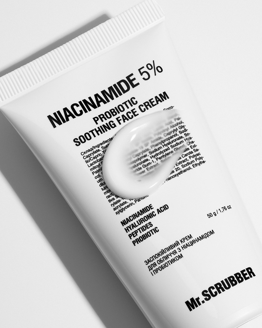 Заспокійливий крем для обличчя Niacinamide 5% з ніацинамідом і пробіотиком Mr.SCRUBBER